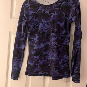 Athleta Purple and Black Camouflage Long Sleeve Top M